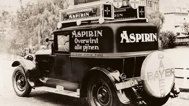 aspirin advertising on a van